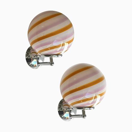 Amber and Pink Rods Murano Glass Wall Sconces by Simoeng, Set of 2 For Sale - Image 9 of 9