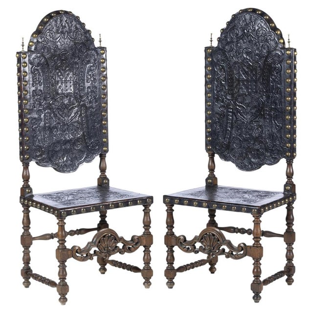 Portuguese High-Backed Chairs, 19th Century, Set of 2 For Sale - Image 6 of 6