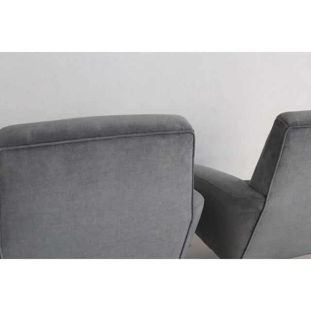 Blue Set of Italian Armchairs in Blue Grey Velvet, 1950s For Sale - Image 8 of 18