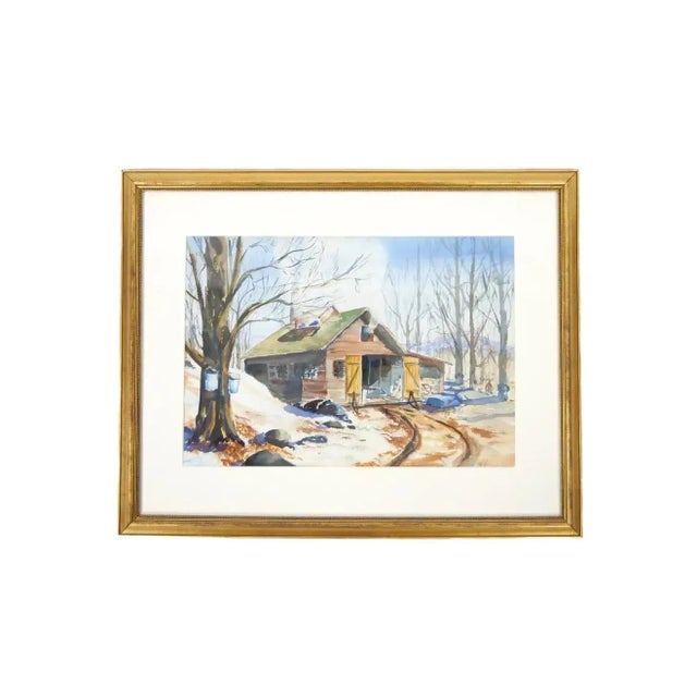 Mid-20th Century Wood Frame Decorative Water Color For Sale - Image 12 of 13