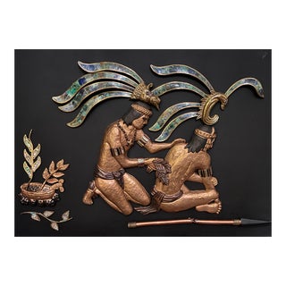 Late 20th Century Malachite Mayan Wall Panel For Sale