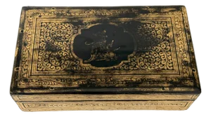 Victorian Era Kashmir Anglo-Indian Hand-Gilt Lacquer Jewelry Box, Circa 1880