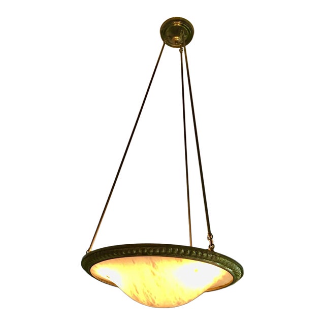 Urban Archaeology Alabaster Bowl Chandelier 25” For Sale