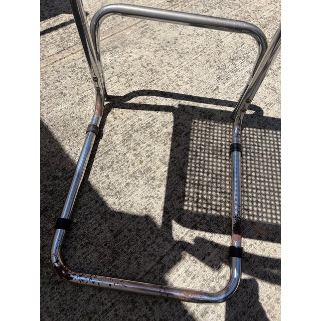 Vintage Chrome and Cane Cantilever Bar Stool – Mid-Century Modern Style For Sale - Image 4 of 9