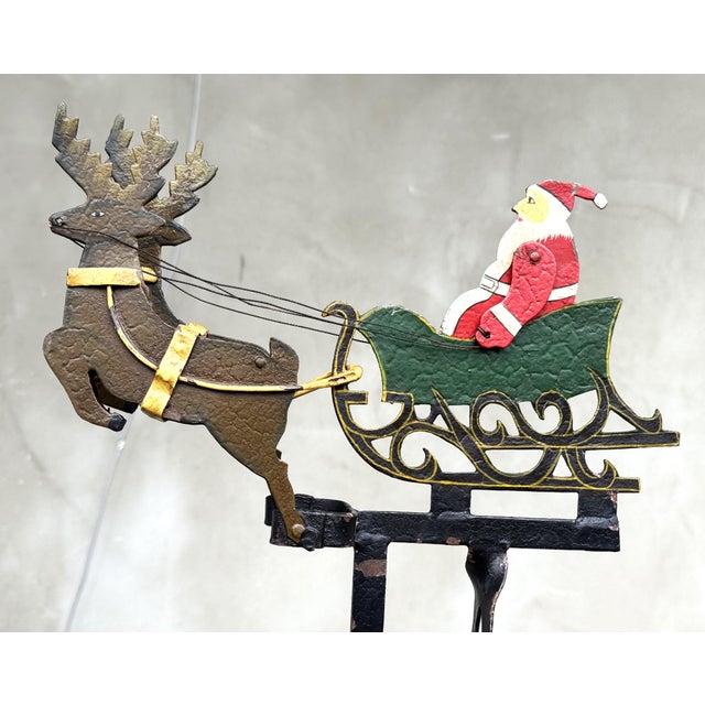 Vintage Metal Kinetic Sculpture with Santa Sleigh and Reindeer, 1950s For Sale - Image 13 of 13