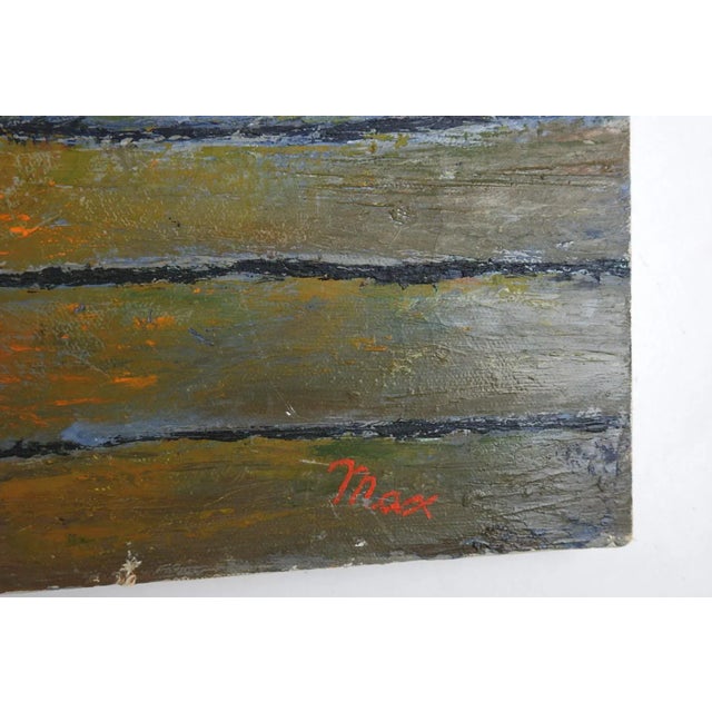 Vintage mid 20th century oil on canvas painting of an ocean beach at sunset. Signed Max lower right corner. Unframed,...