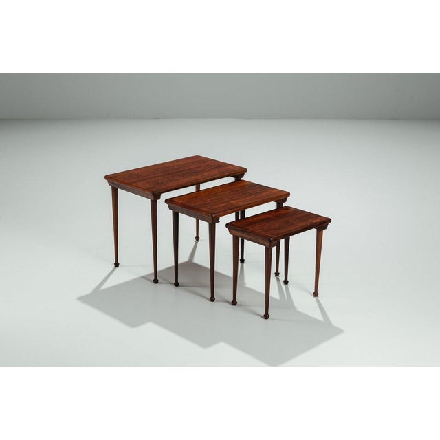 Mid-Century Modern Danish Nesting Tables in Rosewood, 1960, Set of 3 For Sale - Image 3 of 15