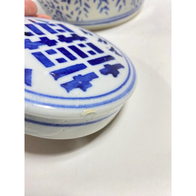 Double Happiness Chinoiserie Ginger Jar – 1960s Blue & White Porcelain With Lid For Sale - Image 9 of 12