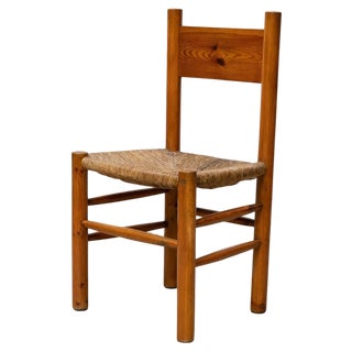Mid-Century Modern Wood and Rattan Chair attributed to Charlotte Perriand, 1960s For Sale