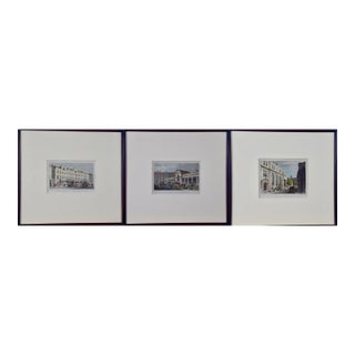 Three 19th C. Hand Colored Engravings of London Architecture by T. Shepherd, 1828 For Sale