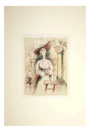 The Devoted Lady, Original Drawing, Early 20th-Century