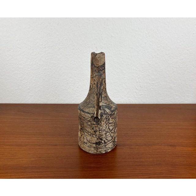 1970s Vintage Brutalist German Studio Pottery Carafe Vase by Gerhard Liebenthron, 1970s For Sale - Image 5 of 17
