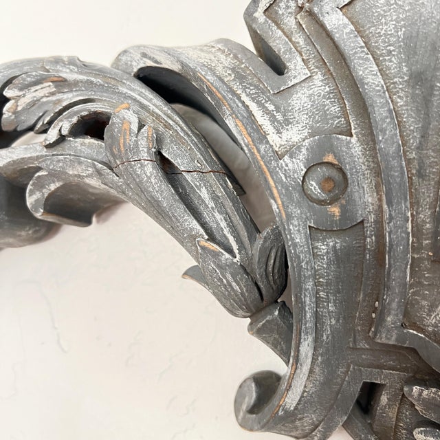 Gray Hand Carved Gray Wood Architectural Wall Plaque For Sale - Image 8 of 8