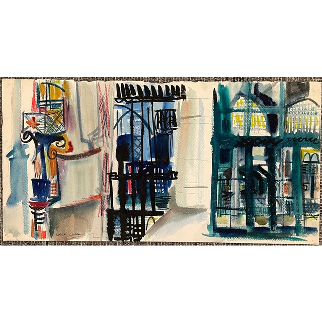 Mid-Century Modern 1950s Robert Colborne Mid Century Modern New York City Painting For Sale - Image 3 of 4