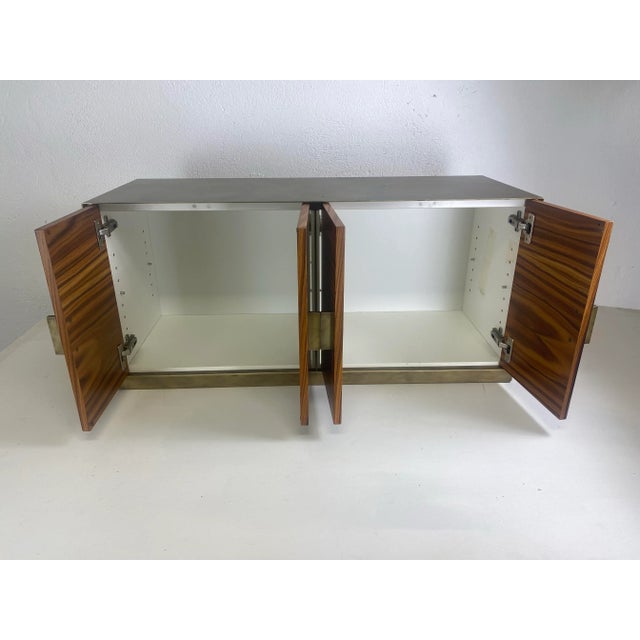 Modern Vintage Italian Designed Zebra Wood Waterfall Chest | Chairish