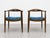 Hans Wegner Vintage Mid Century Modern Walnut Lounge Chairs – Hans Wegner Style – Pair of Refinished and Reupholstered Armchairs, C. 1960's For Sale - Image 4 of 14