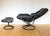 Mid-Century Modern Mid-Century Norwegian Black Leather Stressless Lounge Chair and Ottoman Set from Ekornes, 1980s, Set of 2 For Sale - Image 3 of 18