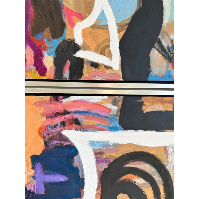 Framed Abstract Diptych Painting "Snails for Dinner" For Sale - Image 6 of 10