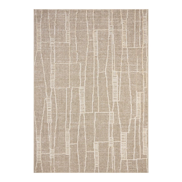 Amber Lewis x Loloi Bexley Rug in Mushroom / Natural 6'-6" x 9'-3" Area Rug For Sale