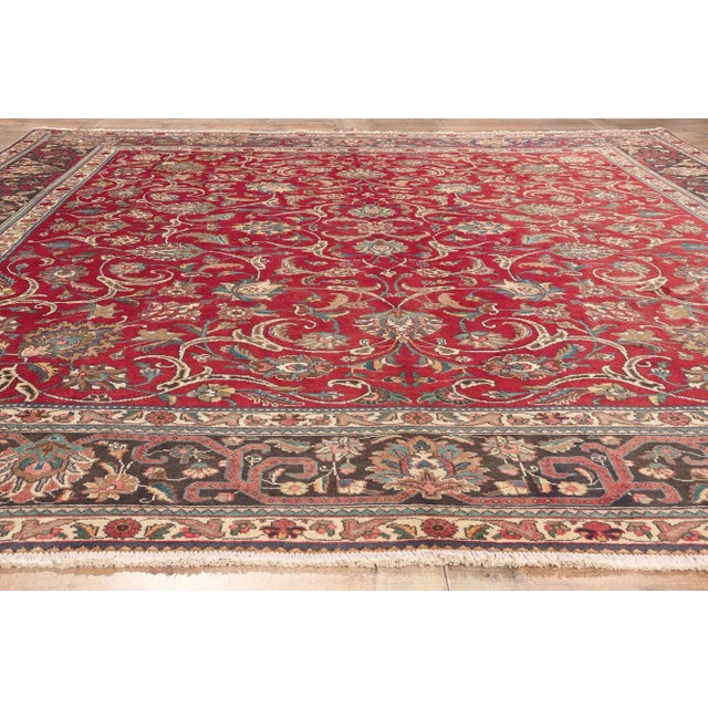 Red Mid 20th Century Mid 20th Century Vintage Persian Tabriz Rug - 10'00 X 11'05 For Sale - Image 8 of 9