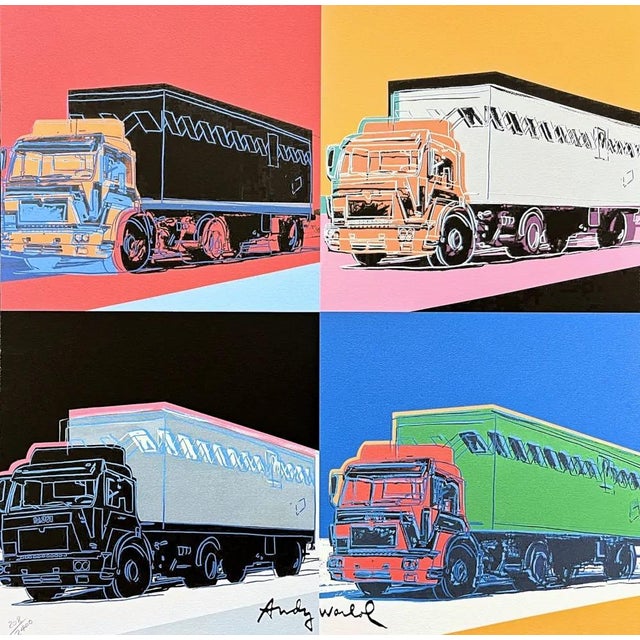 Andy Warhol (after) "4x Truck" print, size 60 x 60 cm, plate signed bottom right, numbered with pencil on heavy paper,...