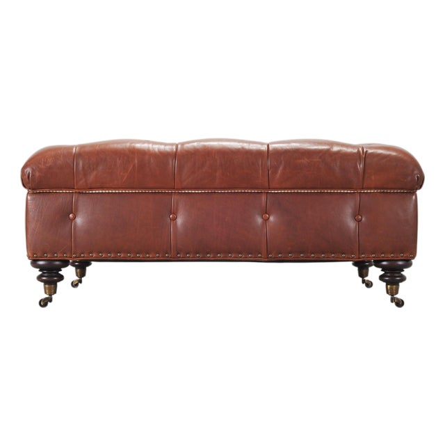 Ralph Lauren Country English Leather Writer's Ottoman 4 Ft For Sale