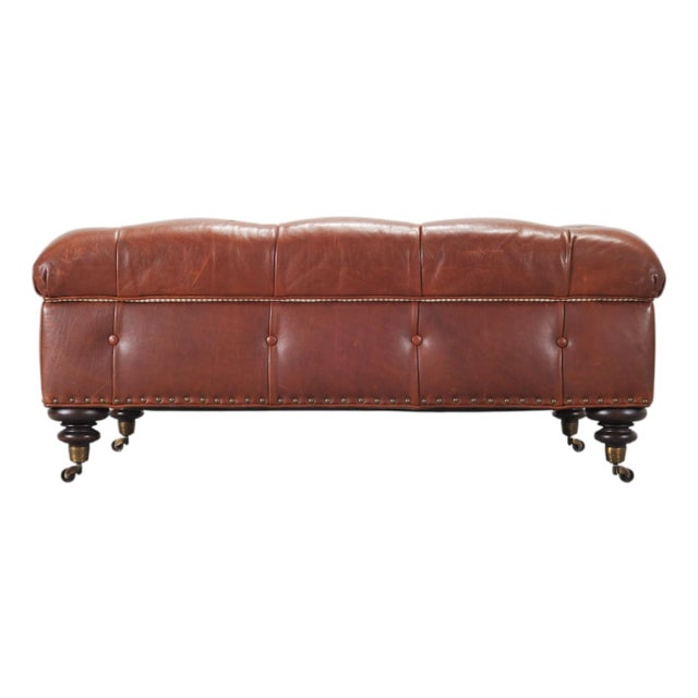 Ralph Lauren English Brierly Leather Writer's Ottoman 4 Ft For Sale