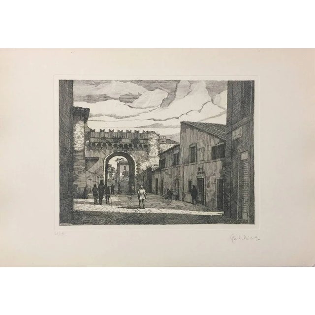 Lungara Street - Rome - Original Etching by G. Malandrino - 1970s 1970s For Sale - Image 3 of 4