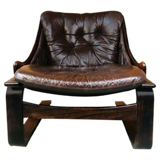 Vintage Danish Lounge Chair in Coco Leather and Rosewood For Sale