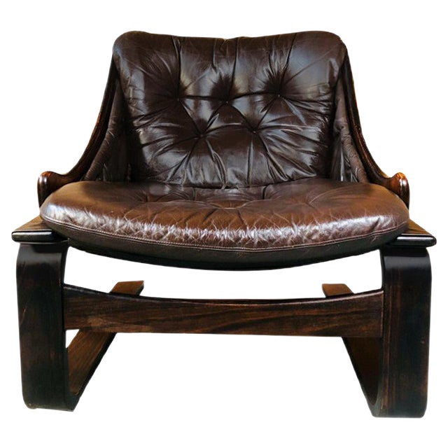 Vintage Danish Lounge Chair in Coco Leather and Rosewood For Sale