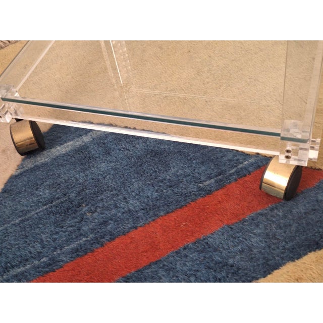 Vintage Italian Acrylic Glass and Glass Serving Trolley, 1980 For Sale - Image 10 of 15