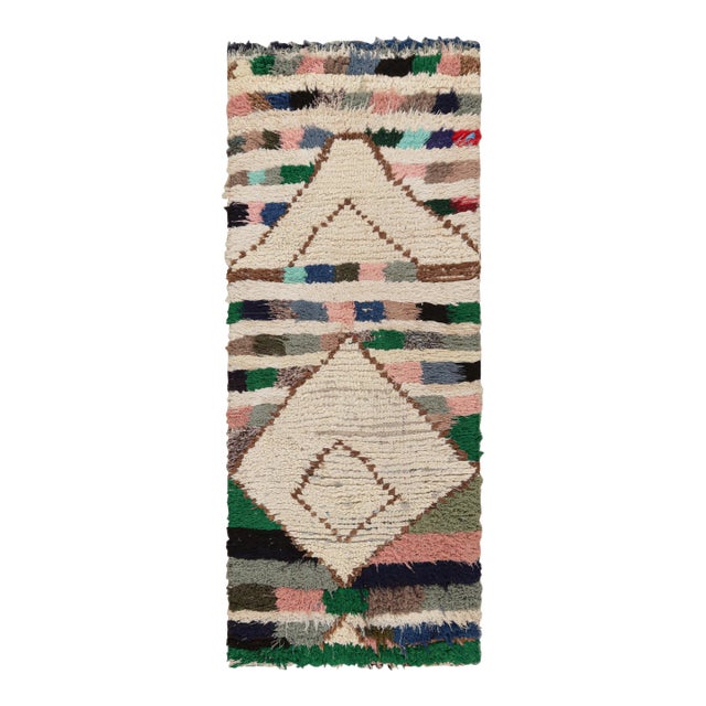 Vintage Moroccan Runner Rug With Colorful Stripes and Medallions | Rug & Kilim For Sale