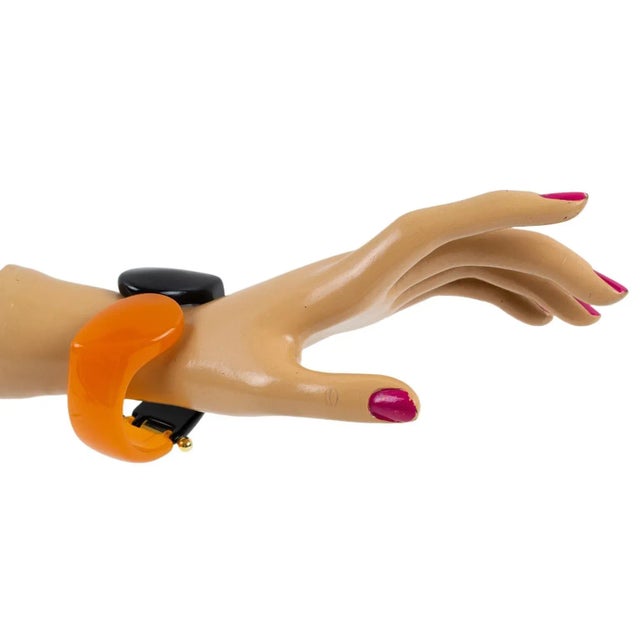 Angela Caputi Black and Orange Resin Clamper Bracelet For Sale - Image 10 of 10