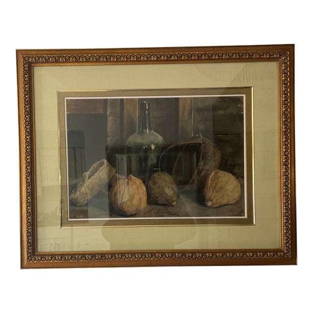 20 Th Century American School Watercolor Still Life Farmers Basket Framed Signed For Sale