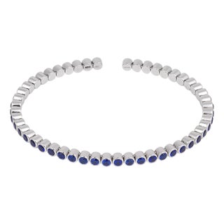 Lugano 3.00 Carat Sapphire 18k White Gold Bezel Bangle For Sale