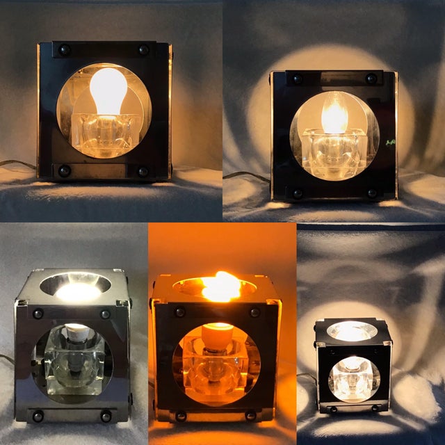 Vintage Peill & Putzler Cube Chrome With Ice Cube Glass Industrial