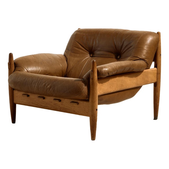 Danish Leather Lounge Chair, 1960s For Sale
