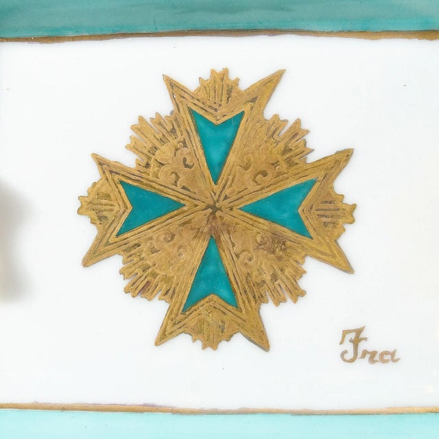 Mid-Century Ceramic Cigar Tray in Pastel Cerulean and Gilt Detailing For Sale - Image 10 of 13
