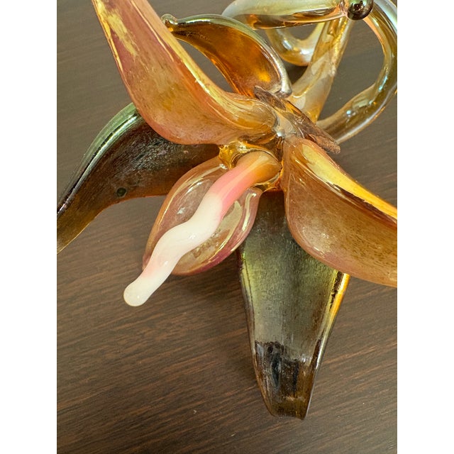 Mid-Century Modern 1930s Murano Hand Blown Fall Flower Sculpture For Sale - Image 3 of 3