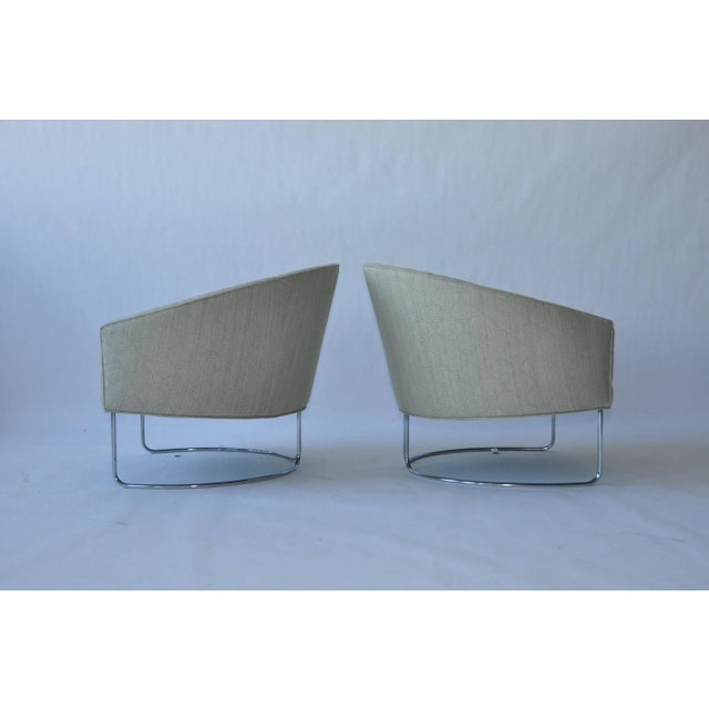 Mid-Century Modern 1960s Chrome Base Curved Lounge Chairs For Sale - Image 3 of 7
