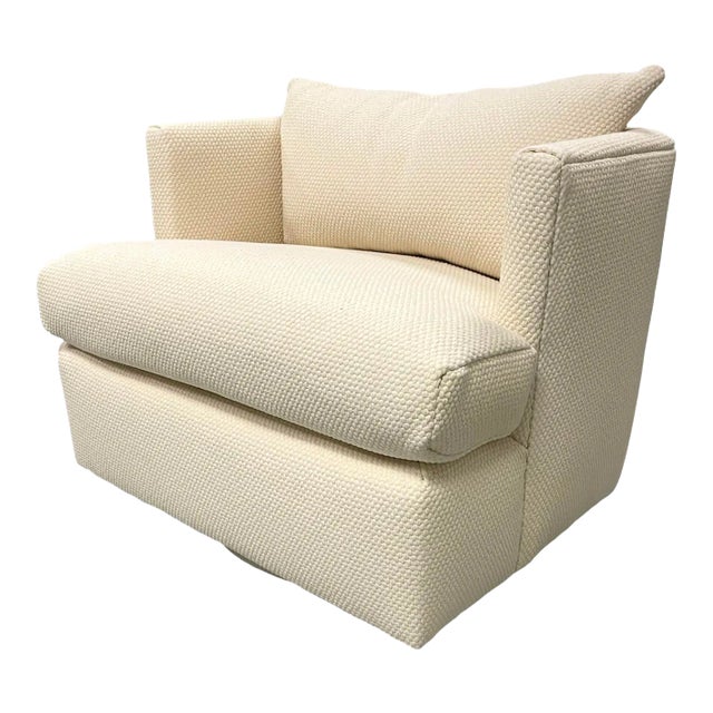 80's Directional Freshly Upholstered Swivel Chair For Sale