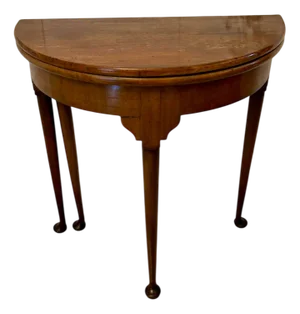 Victorian Mahogany Demi Lune-Shaped Card Table, 1880s