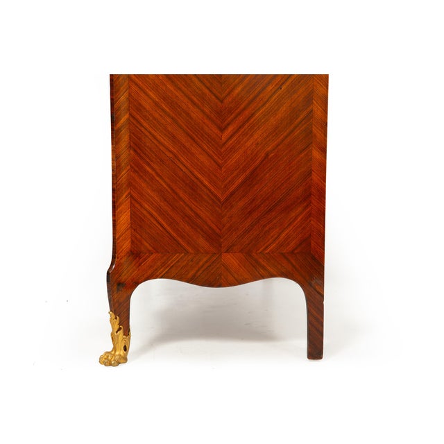 Brown French Louis XV Style Kingwood Marble Top Bibliotheque Cabinet For Sale - Image 8 of 18