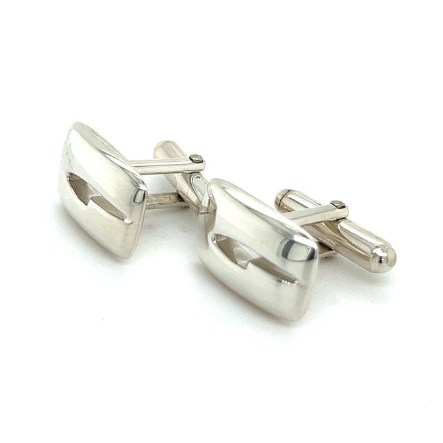 1990s Pair of Gucci Estate Mens Cufflinks Silver For Sale In New York - Image 6 of 7