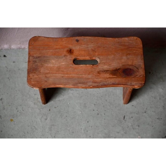 Vintage Bohemian Wooden Farmhouse Stool, 1950s For Sale - Image 3 of 10