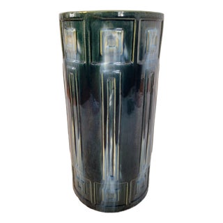 c.1910s American Arts & Crafts Pottery Umbrella Stand For Sale