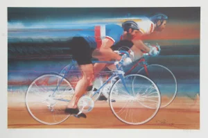 Robert Peak, "Bicycling," Lithograph