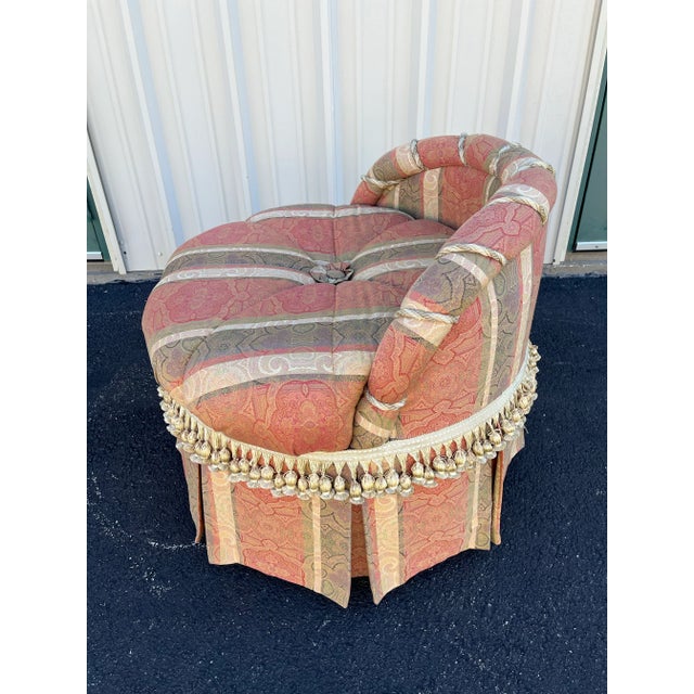 Vintage French Bedroom Chair or Changing Pouf With Pleated Skirt For Sale - Image 10 of 12
