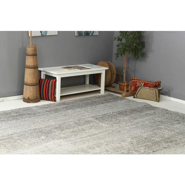 Mid 20th Century Gray Vintage Large Kilim Rug For Sale In Los Angeles - Image 6 of 7