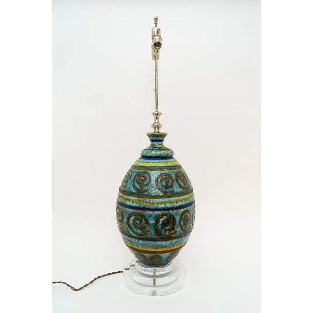 Terracotta Table Lamp 40" H Artisan Glazed Midcentury For Sale - Image 9 of 10